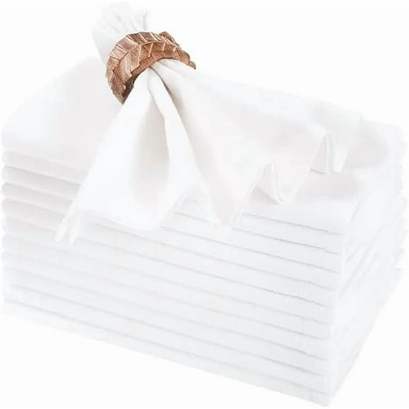 Pack of 12 AmeriClassic 100% Cotton Dinner Napkins  20x20 White Cloth Table Napkins for Dining, Restaurants, Events, Wedding, Parties & Everyday Use