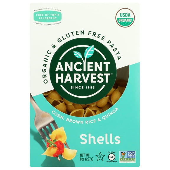 Pack of 12, Ancient Harvest Organic Gluten Free Pasta Shells, 8 oz