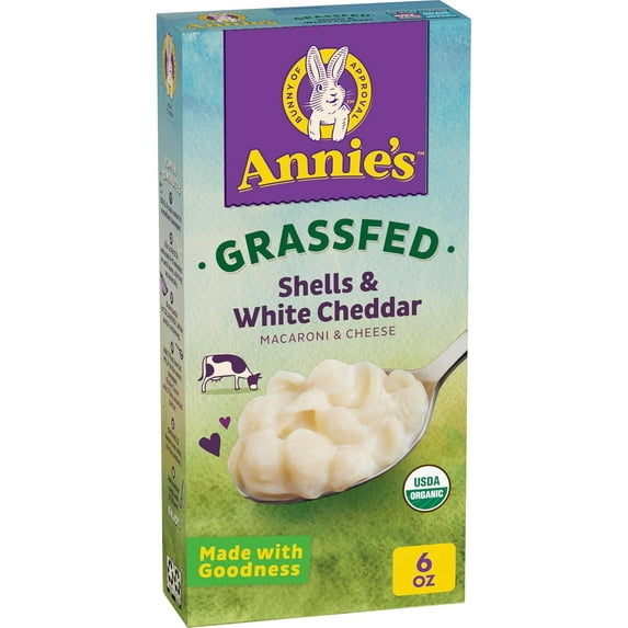 (Pack of 12) Annie's Organic Shells and White Cheddar, Grassfed 6 Oz