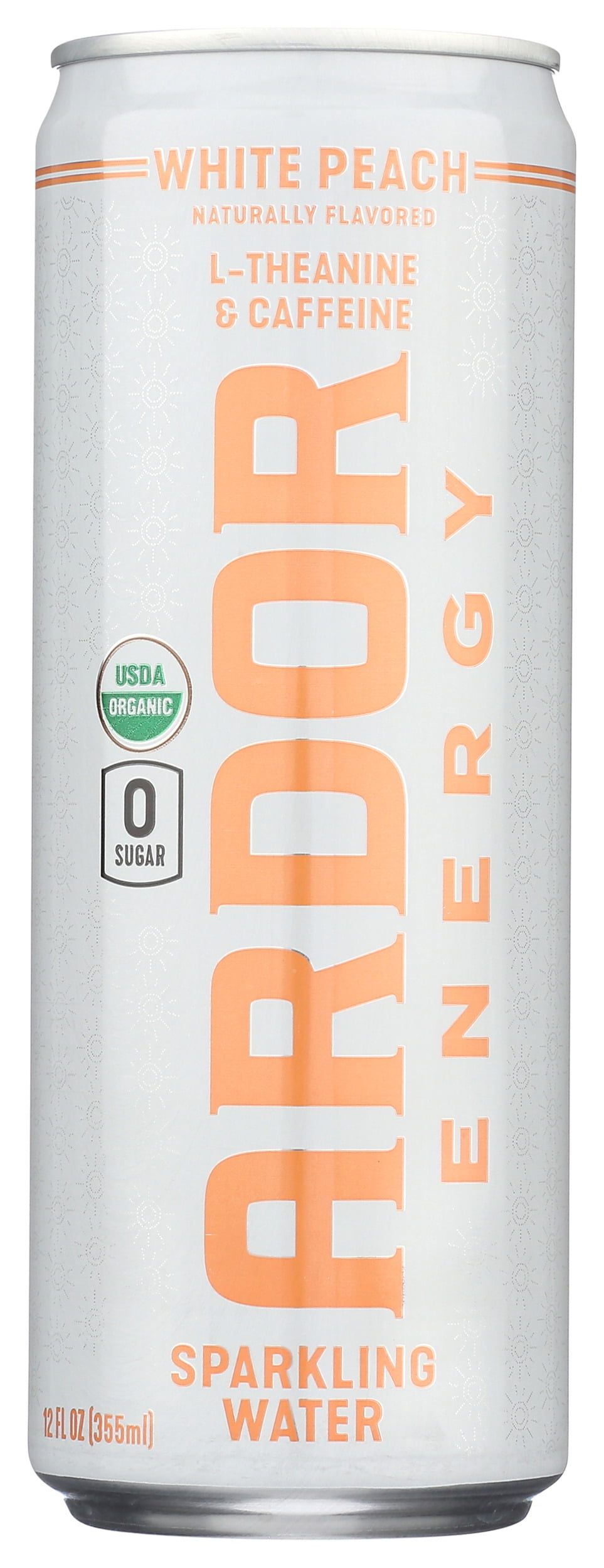 Pack of 12, Ardor Organic Inc White Peach Sparkling Water, 12 fl oz