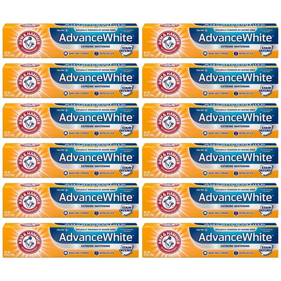 Pack of (12) Arm And Hammer Advance White Extreme Whitening Toothpaste Clean Mint - 6 O