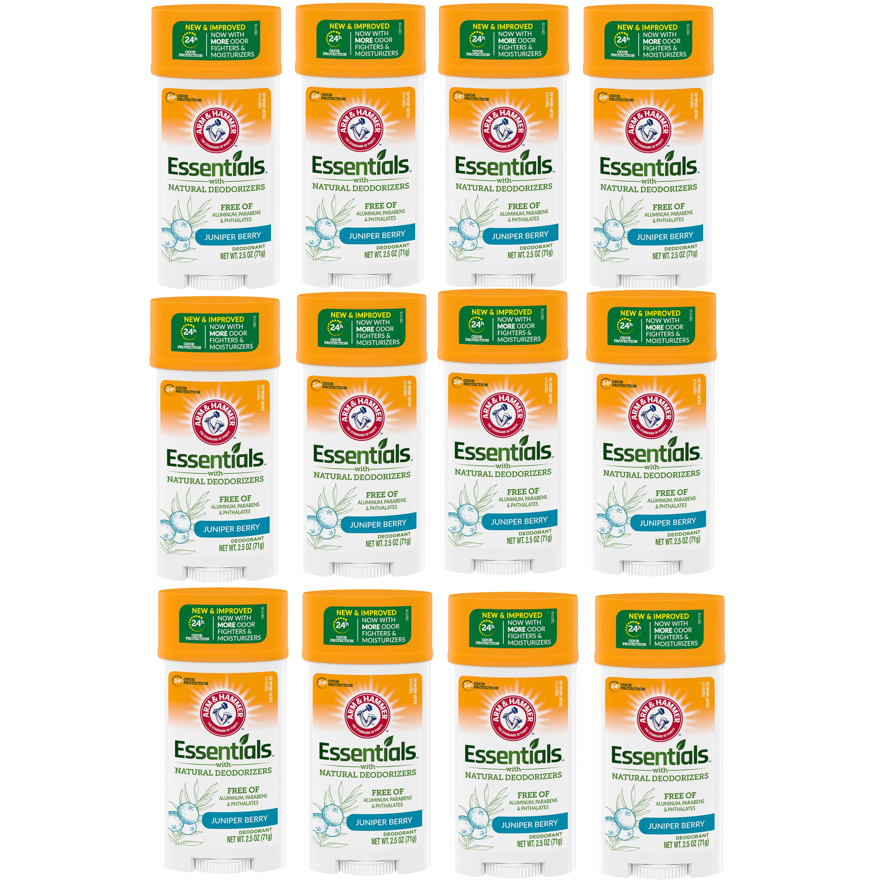 Pack of (12) Arm And Hammer Essentials Solid Deodorant,Clean/ Juniper Berry, Wide Stick, 2.50 Ounces