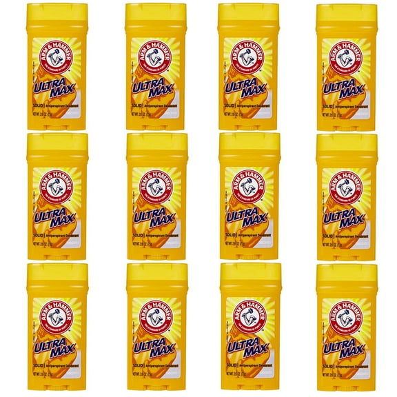 Pack of (12) Arm And Hammer Ultra Max Invisible Solid Antiperspirant Deodorant, Unscented 2.8 oz