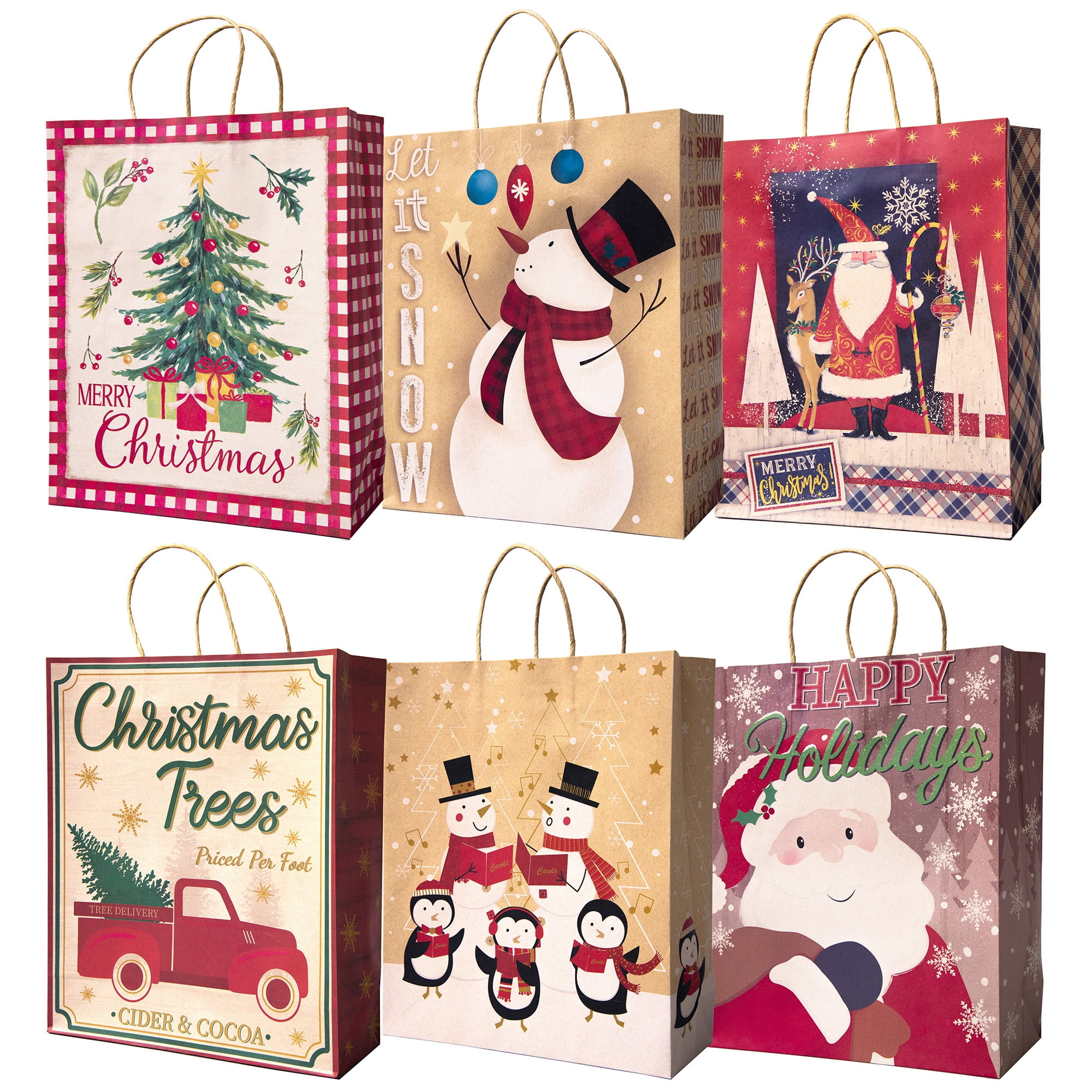 Amazoncom 6pcs Large Christmas Gift Bag for Presents Jumbo Plastic Goody Bag  Giant Gift Bag Assorted Size 49X355 and 364 X 345 with Gift Tag Card  for Christmas Big Gift Wrapping Bag 