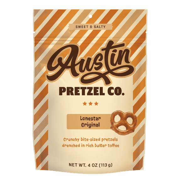 (Pack of 12) Austin Pretzel Co. Lonestar Original Sweet & Salty Crunchy Bite-Sized Pretzels, 4oz