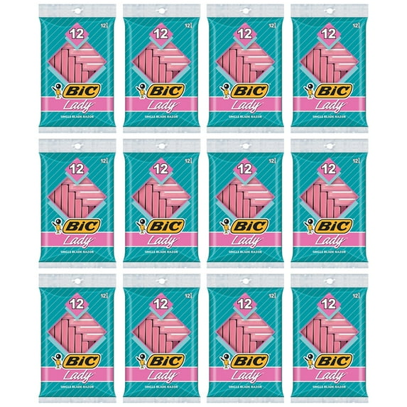 Pack of (12) BIC Lady Shaver Womens Disposable Razor, 12 Count