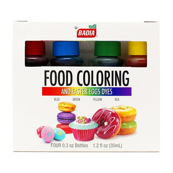 Pack of 12, Badia Food Coloring and Easter Egg Dyes, 1.2 fl oz