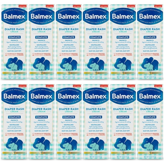 Pack of (12) Balmex Complete Protection Baby Diaper Rash Cream, 4 oz