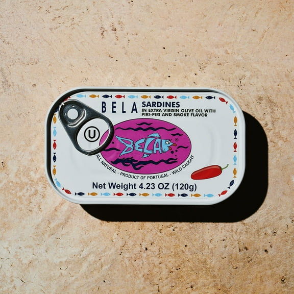 Pack of 12, Bela Sardines in Organic Extra Virgin Olive Oil with Piri Piri and Smoke Flavor, 4.23 oz