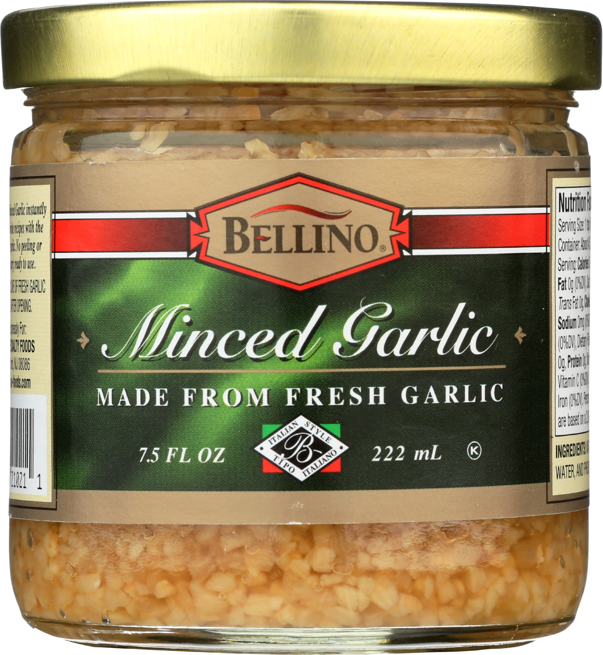 Pack of 12, Bellino inced Garlic, 7.5 fl oz