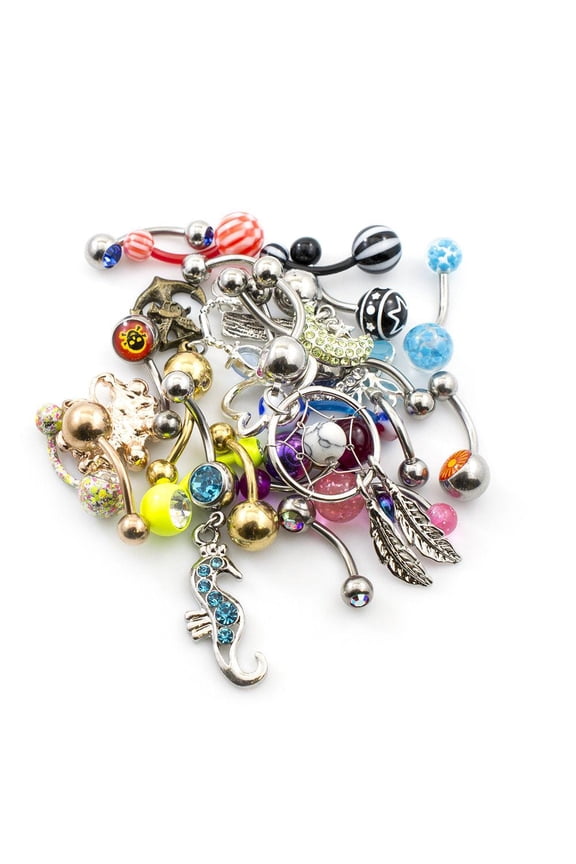 Pack of 12 Belly Button Rings Randomly Picked 14g