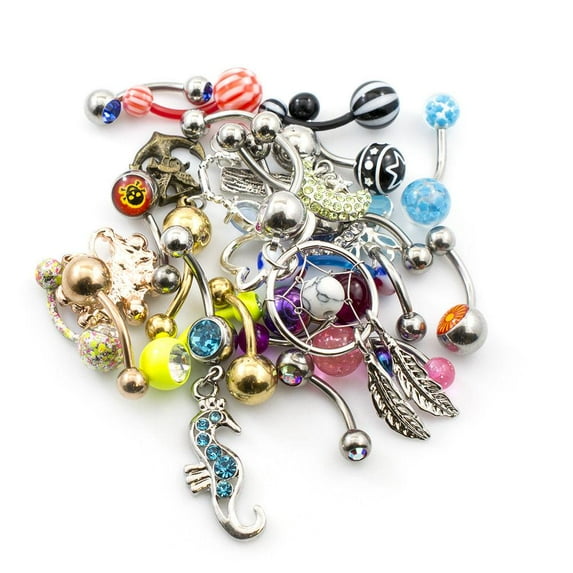 Pack of 12 Belly Button Rings Randomly Picked 14g