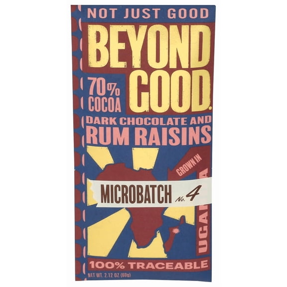 (Pack of 12) Beyond Good Bar Chocolate Micro 70 Rum 2.12 oz