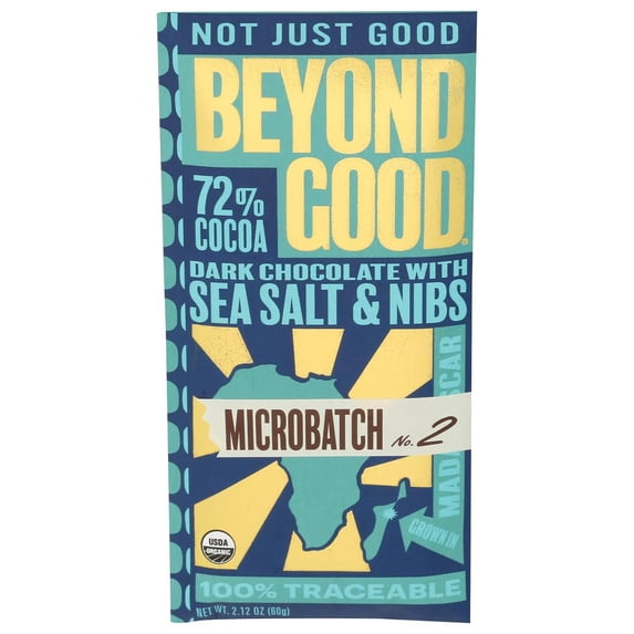 (Pack of 12) Beyond Good Bar Chocolate Micro 72 Sea Salt 2.12 Oz