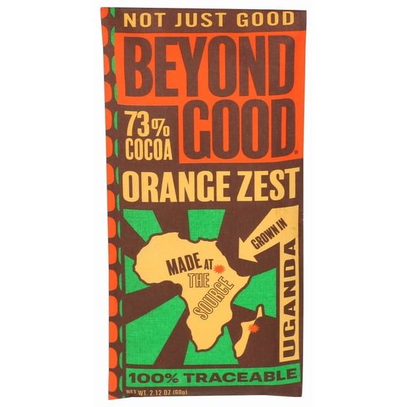 (Pack of 12) Beyond Good Chocolate 73% Orange Zest 2.12 oz Bar