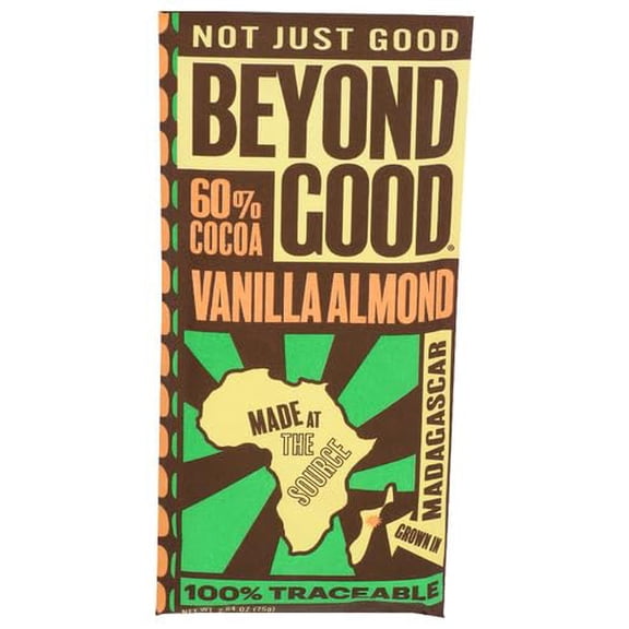 (Pack of 12) Beyond Good Chocolate Bar 60% Vanilla Almond 2.64 Oz