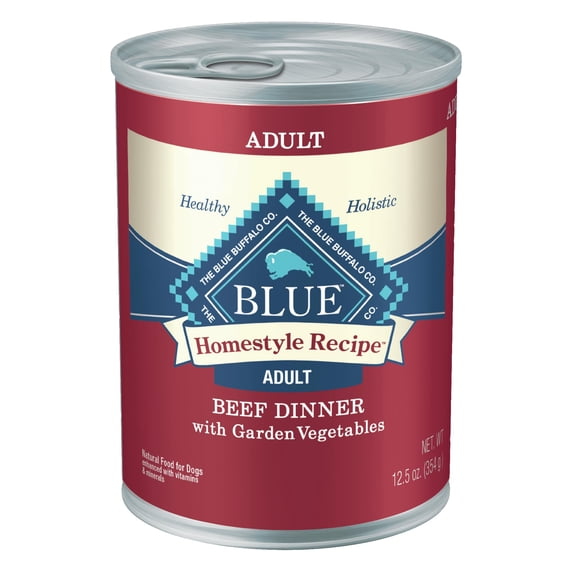 (Pack of 12) Blue Buffalo Homestyle Recipe Dog Food, Beef Dinner with Garden Vegetables, 12.5 Oz