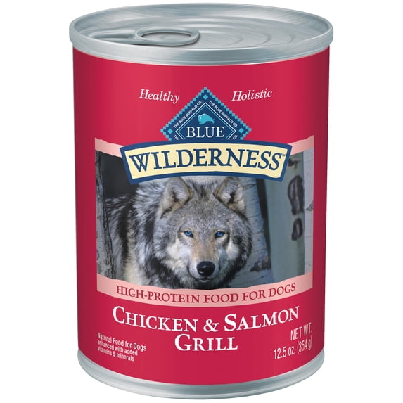 (Pack of 12) Blue Buffalo Wilderness Adult Wet Dog Food, Salmon & Chicken Grill, 12.5 Oz