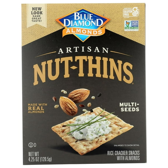 Pack of 12, Blue Diamond Nut-Thins Multi-Seed Artisan Crackers, 4.25 oz