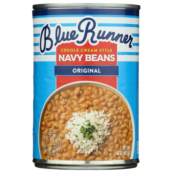 Pack of 12, Blue Runner Creole Cream Style original Navy Beans, 16 oz