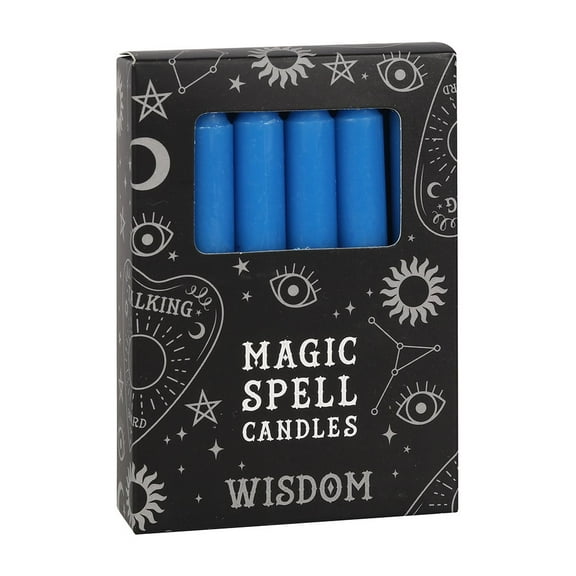 Pack of 12 Blue Wisdom Magic Spells 4" Candles