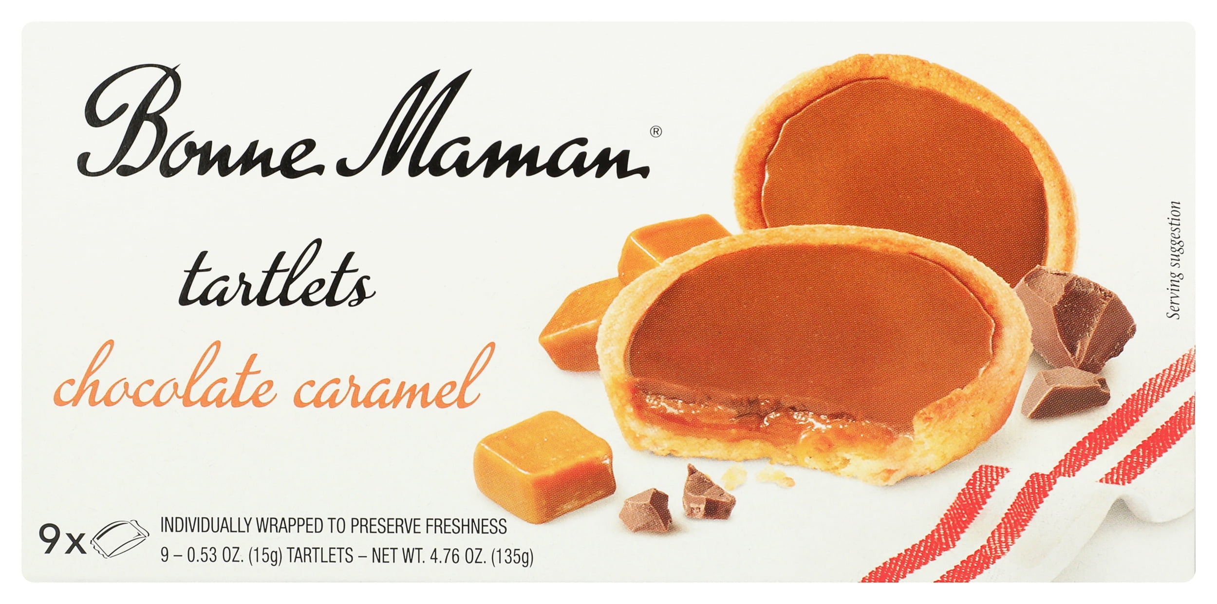 Bonne Maman Chocolate Caramel Tartlet, 4.76 oz, Pack of 12
