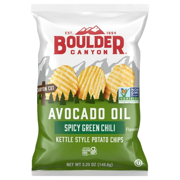 (Pack of 12) Boulder Canyon Chips Avocado Oil Spicy Green Chili Chips 5.25 Oz