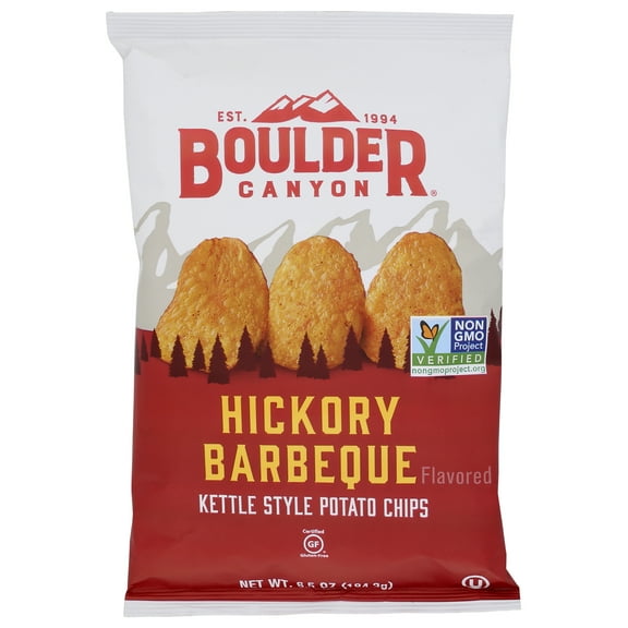 Pack of 12, Boulder Canyon Hickory Barbeque Potato Chips, 6.5 oz