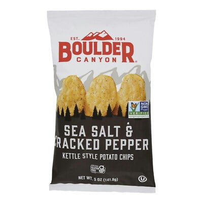 (Pack of 12) Boulder Canyon Kettle Chips Sea Salt & Cracked Pepper 5 Oz