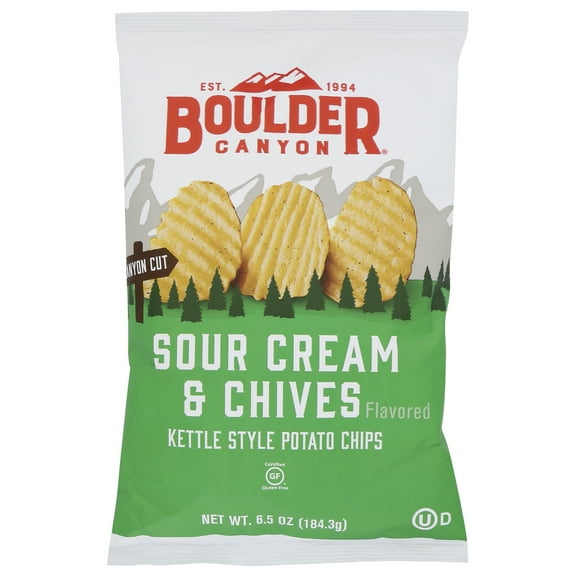Pack of 12, Boulder Canyon Sour Cream & Chives Potato Chips, 6.5 oz