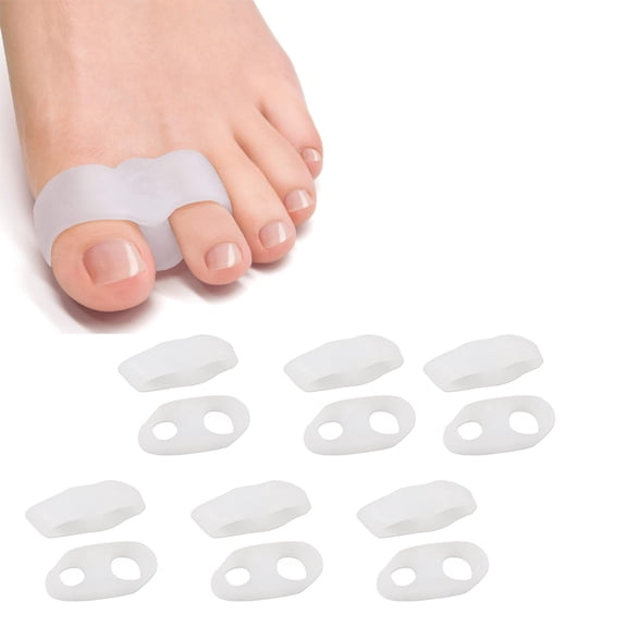 Pack of 12 Bunion Corrector, Toe Separators with 2 Loops, Big Toe Spacer Suitable for Bunion and Overlap Toe (White)