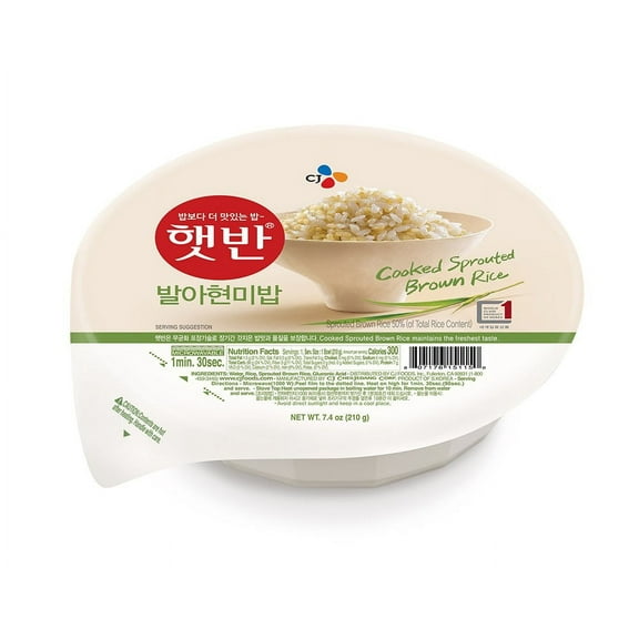 [Pack of 12] CJ Hetbahn Cooked Budding Sprouted Brown Rice, Gluten-Free, Microwaveable, 7.4-ounce