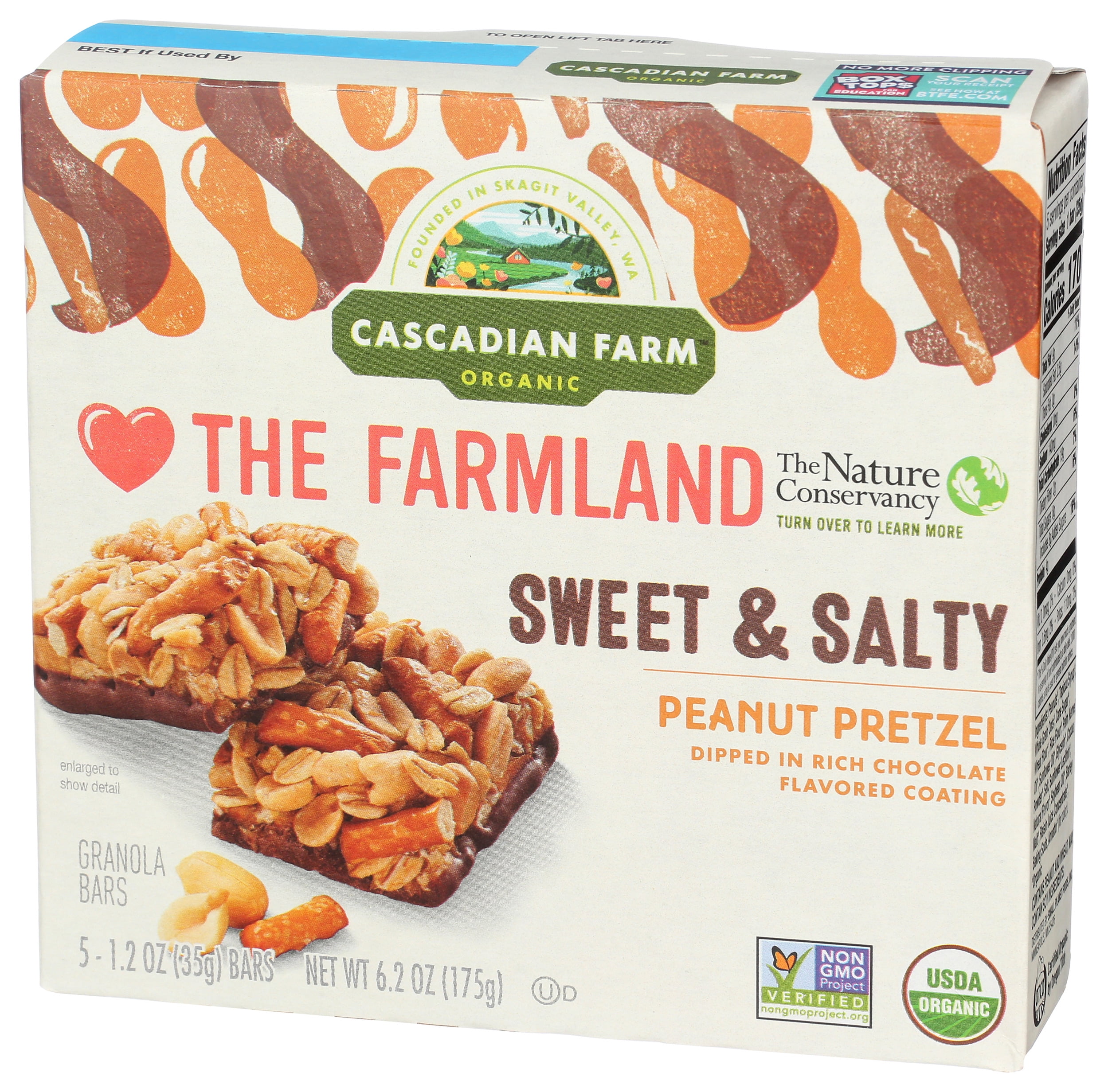 Pack of 12, Cascadian Farm Sweet & Salty Peanut Pretzel Granola Bar, 6.2 oz