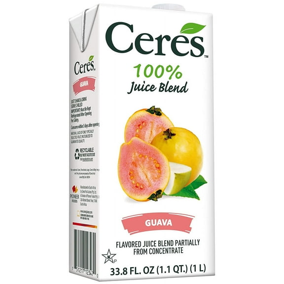 Pack of 12, Ceres 100% Guava Juice Blend, 33.8 fl oz