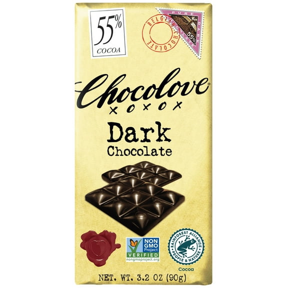 Pack of 12, Chocolove 55% Cocoa Dark Chocolate Bar, 3.2 oz