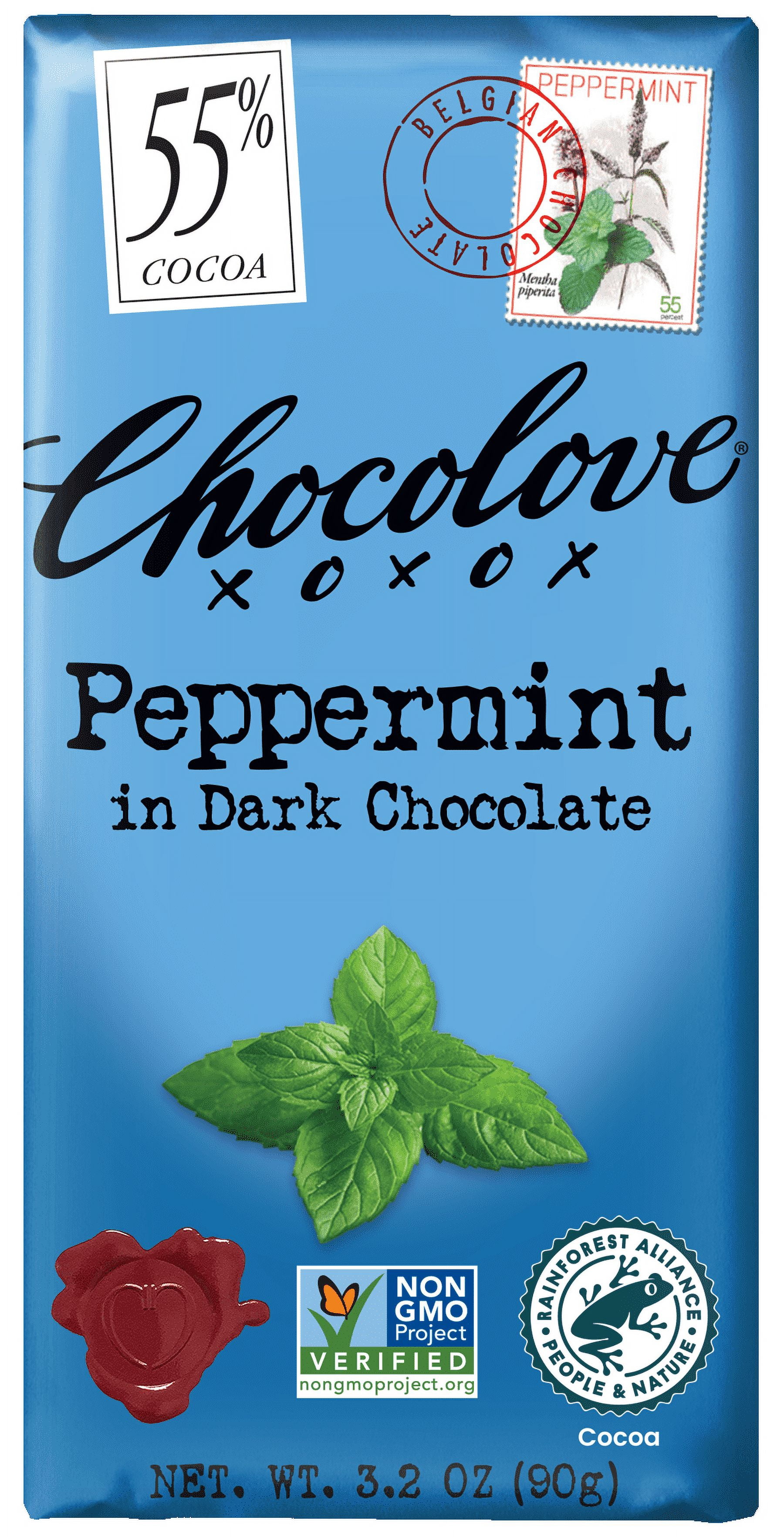 Pack of 12, Chocolove Peppermint in Dark Chocolate, 3.2 oz
