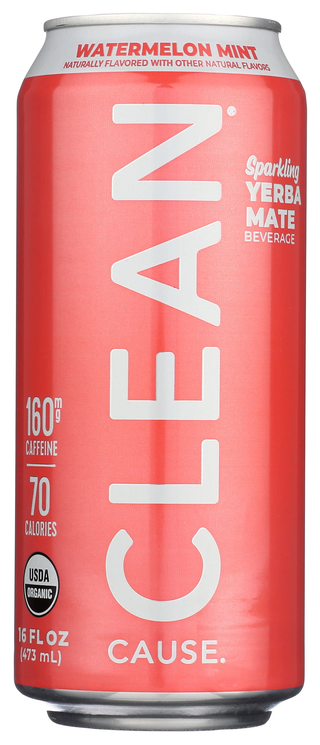 Pack of 12, Clean Cause Watermelon Mint Organic Sparkling Yerba Mate, 16 fl oz