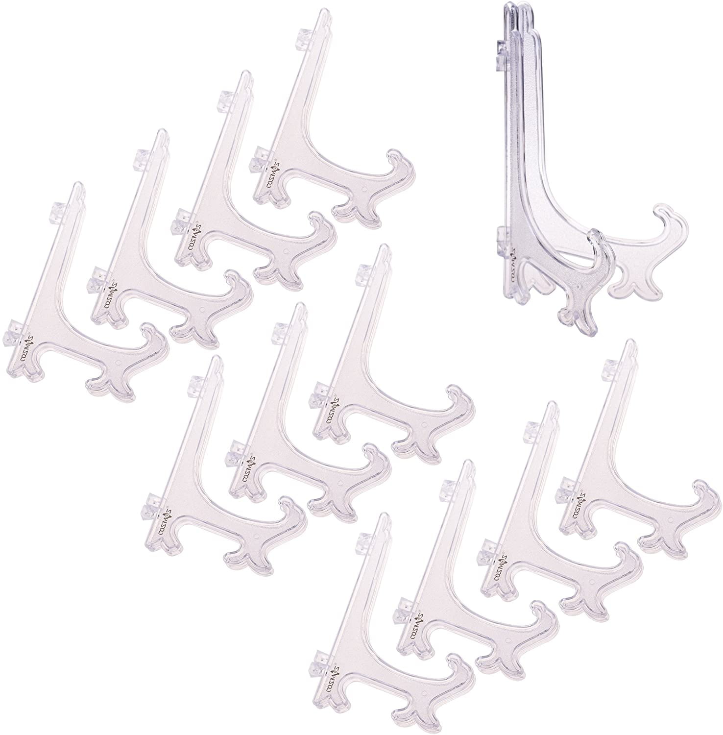 Pack of 12 Clear Plastic Easels Plate Stands to Display Plates