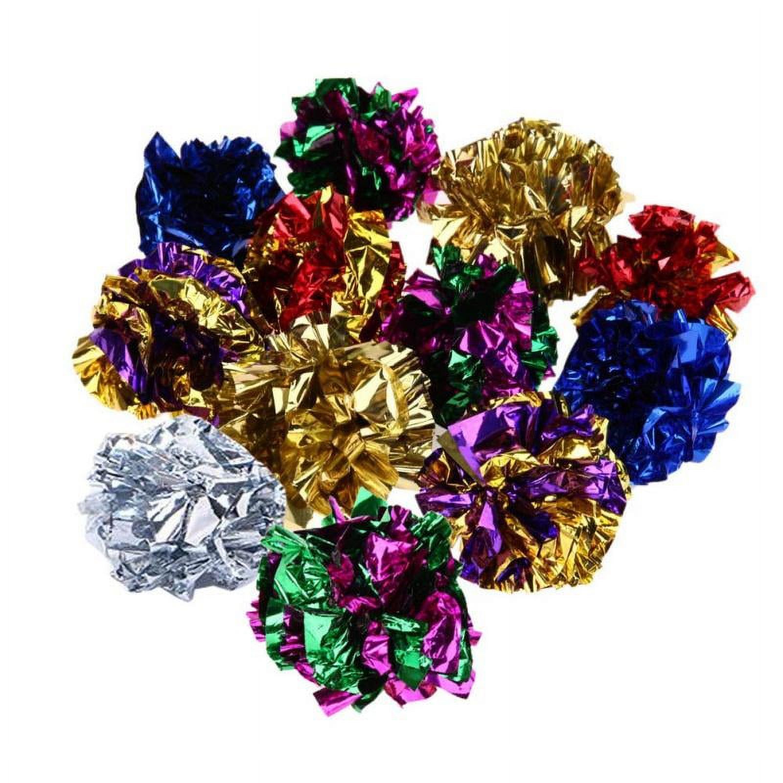 Pack of 12 Colorful Crinkle Foil Balls -Cat Interactive Toy Cat Sound Paper Mylar Balls - image 1 of 6