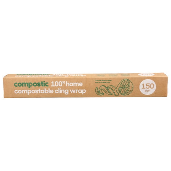 Pack of 12, Compostic Compostable Cling Wrap, 150 sq ft