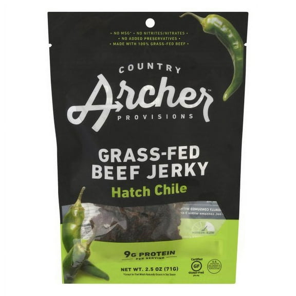 (Pack of 12), Country Archer Hatch Chile Beef Jerky, 2.5 oz