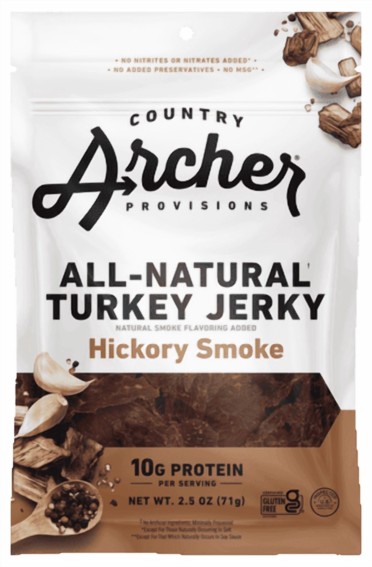 Pack of 12, Country Archer Hickory Smoke Turkey Jerky, 2.5 oz