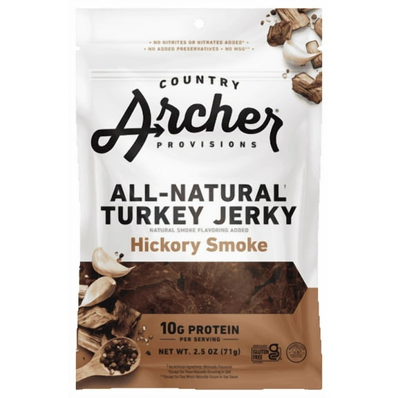 Pack of 12, Country Archer Hickory Smoke Turkey Jerky, 2.5 oz