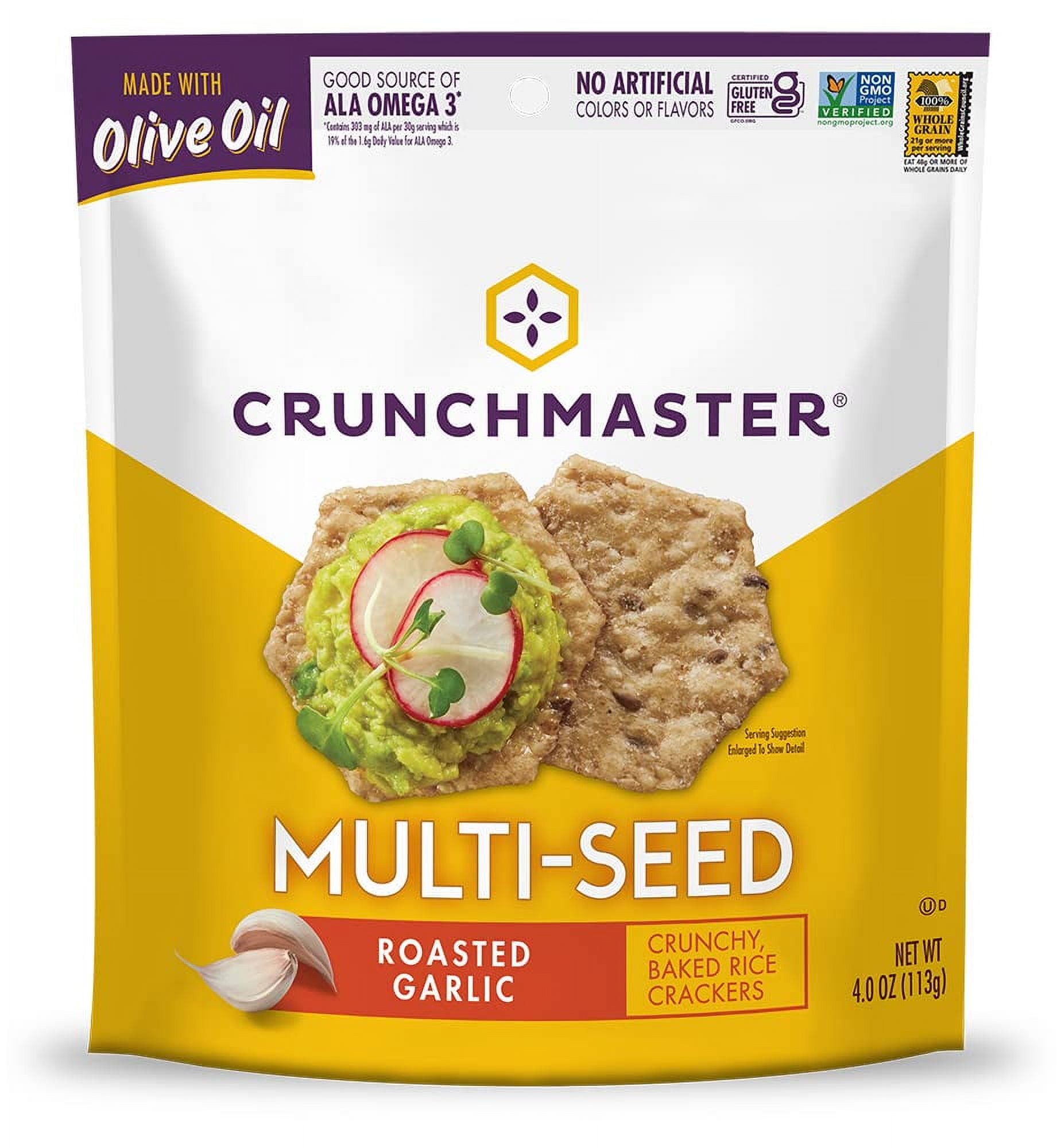 Pack of 12, Crunchmaster Multi-Seed Crackers, Roasted Garlic, 4 oz