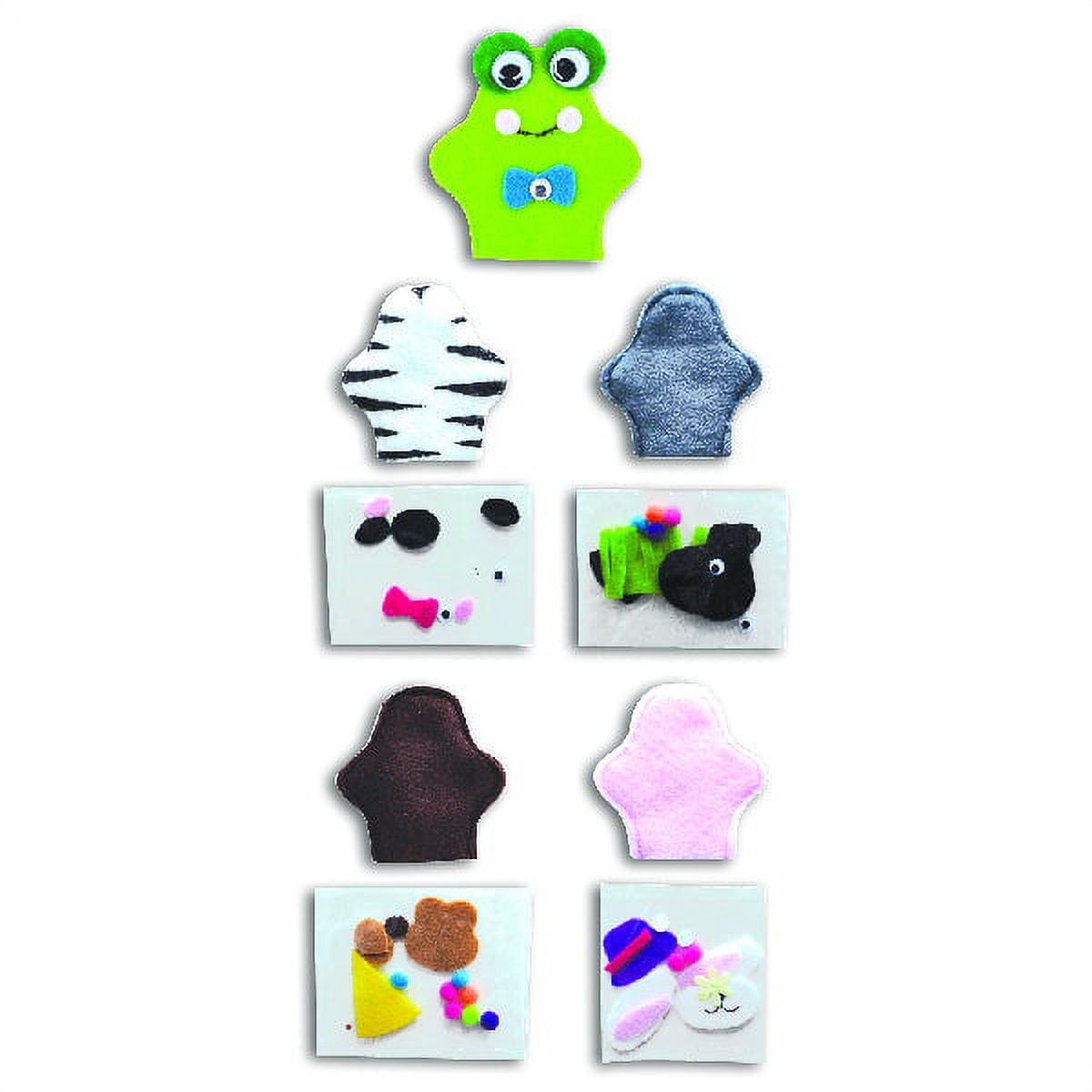 Pack of 12 DIY Finger Puppet Craft Kits for Kids (Animal)