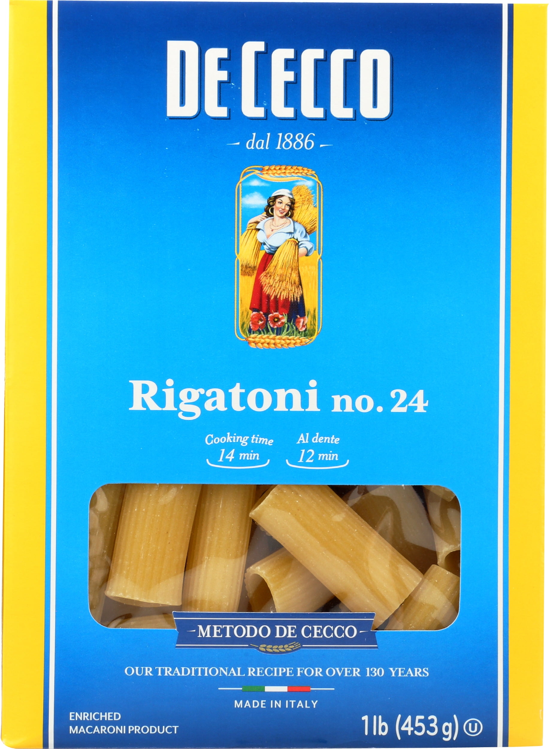 Defecco Rigatoni Pack of 12, De Cecco Rigatoni n° 24, 16 oz - Walmart.com