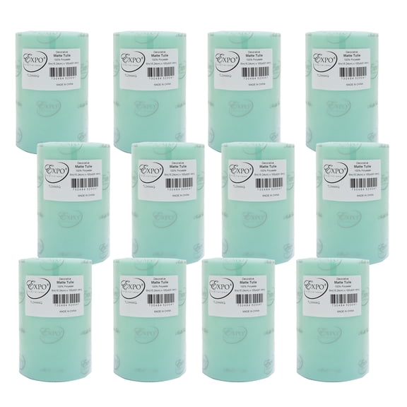 Pack of 12 Decorative Matte Tulle Spool of 6 inch X 100 yards