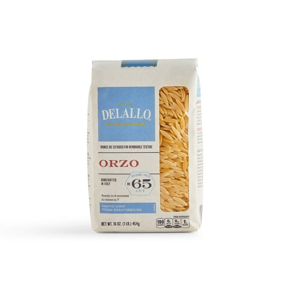 Pack of 12, Delallo Orzo Pasta #65, 16 oz
