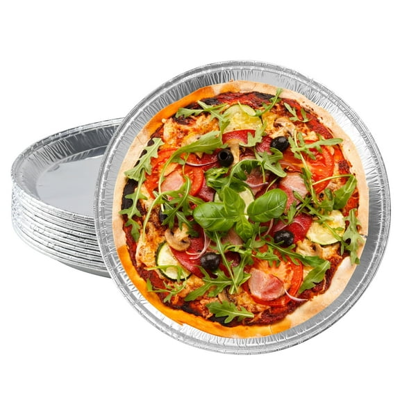12 Pcs Disposable Round Foil Pizza Pans 12 inch Focaccia Pan Large Serving Trays for Cookies Cake Focaccia and More