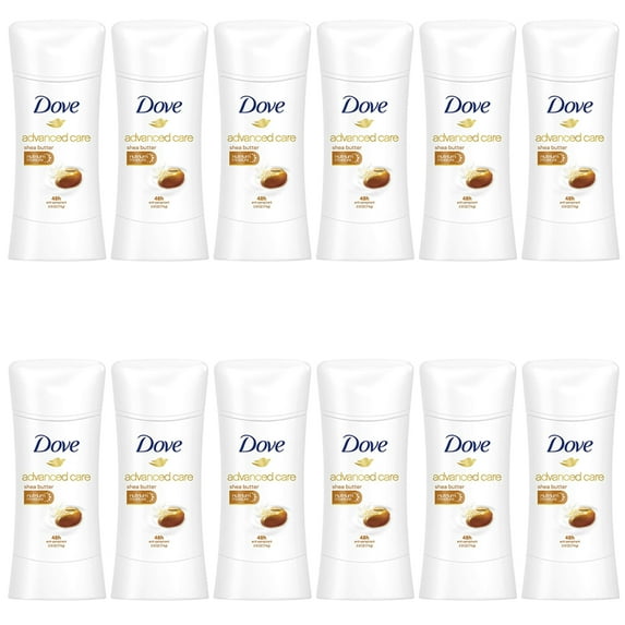 Pack of (12) Dove Advanced Care Antiperspirant Deodorant, Shea Butter 2.60 Ounce